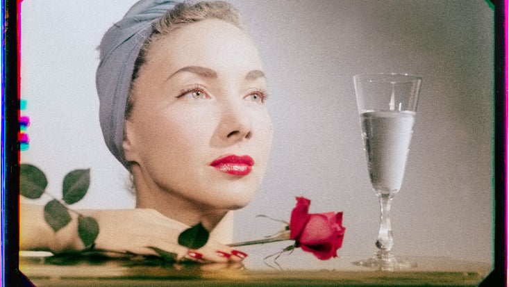 Model with rose for beauty advertisement, Studio Photography, Zurich, Switzerland, 1939
